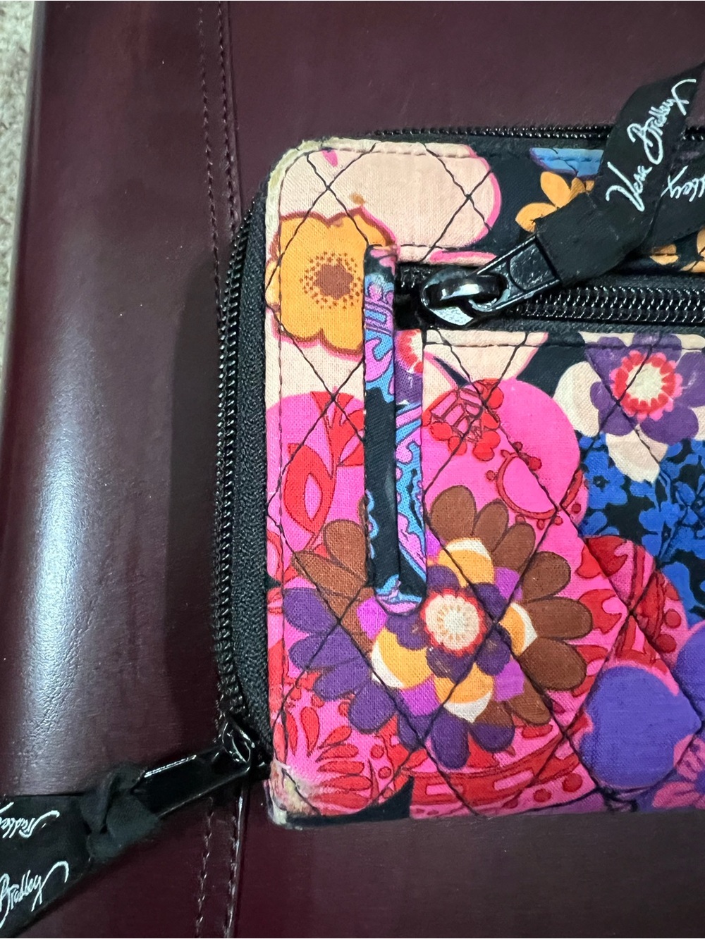 Vera Bradley Floral Fiesta Quilted Wallet - Turn Lock & Zipper Compartments - Picture 8 of 13